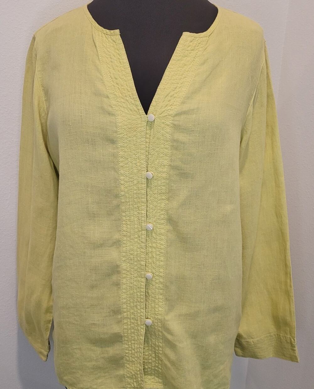 Liz Claiborne Yellow Linen Blouse PL Cottagecore EUC